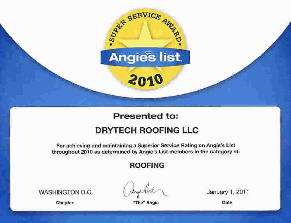 DryTech-Angies-List-DC-2010 DryTech License, Maryland