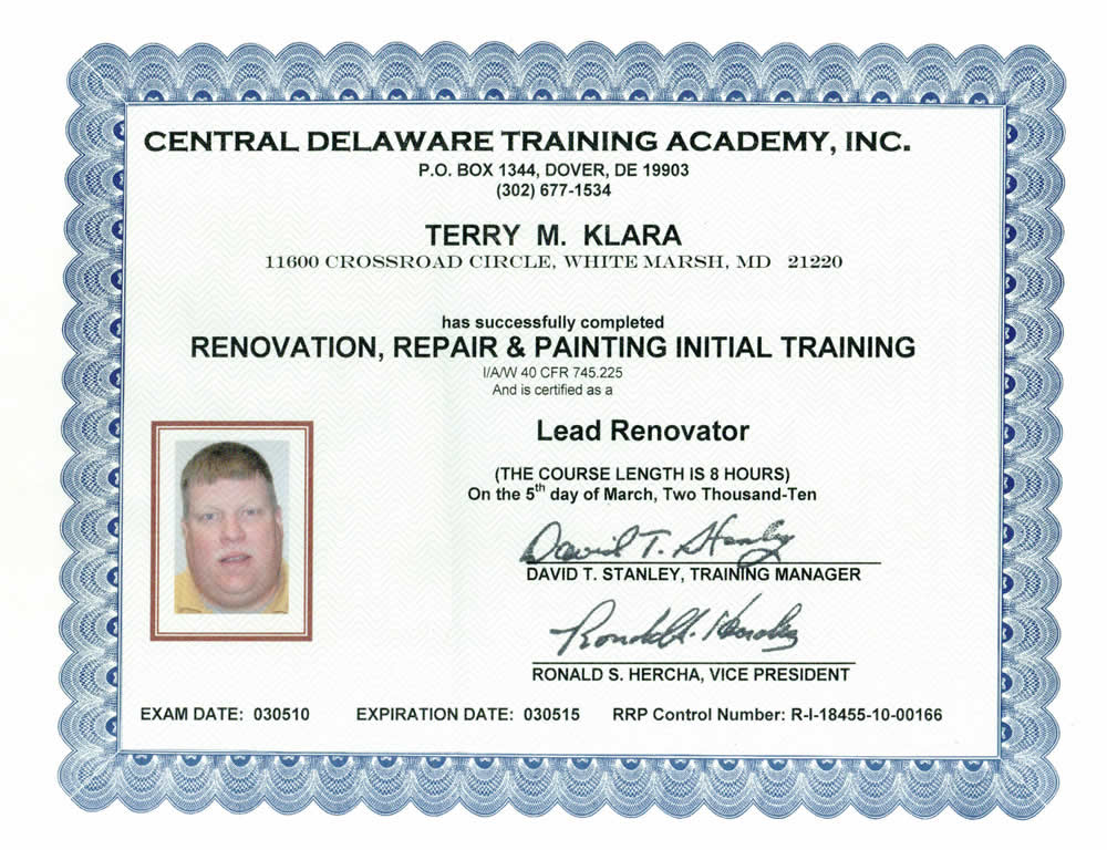 Terrys-Lead-Certificate Certificate of Liability Insurance - Roofing Certification